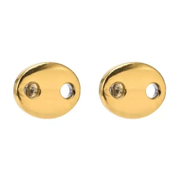 Wholesale 18K Real Gold Plated 304 Stainless Steel PVD Coated Stone-Free Oval Waterproof Non Tarnish Simple Style Ear Studs For Women'S