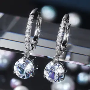Wholesale Fashion Inlaid Round Zircon Copper Earrings Wholesale