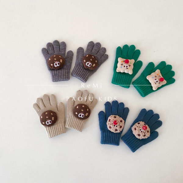 oly-75eed606b72404768294ee6105a15495 Wholesale South Korea Children's Gloves Winter New Ins Cartoon Finger Warm Knitted Five-Finger Gloves Trendy Gloves for Boys and Girls