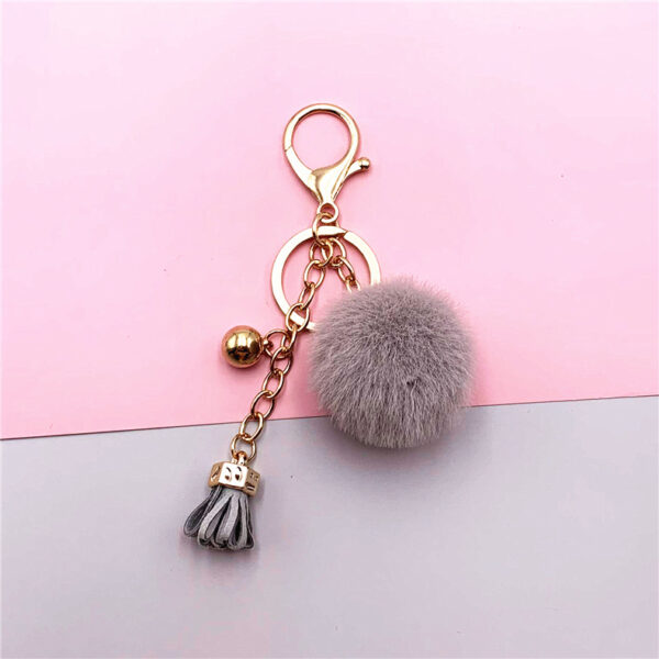Wholesale Creative Keychain Cute Tassel Fruit Color Fur Ball Car Key Chain Bag Pendant Plush Small Gift Accessories