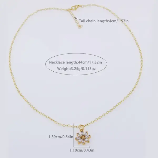 Wholesale Copper 18K Gold Plated Simple Style Classic Style Flower Plating Inlay Zircon Pendant Necklace