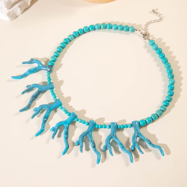 Wholesale Amazon Cross-border Resort Style Acrylic Coral Style Necklace Bohemian Style Turquoise Beaded Necklace for Women