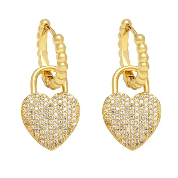 Wholesale Fashion Simple Style Heart Shape Copper Plating Inlay Zircon Drop Earrings 1 Pair