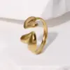 Wholesale PVD Coated Real Gold Plated 18K Gold Heart Shape 304 Stainless Steel Sweet Simple Style IG Style Waterproof Non Tarnish Open Rings