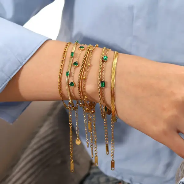 Wholesale Fashion Geometric Stainless Steel Zircon Bracelets In Bulk