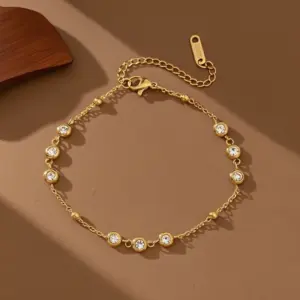 S02033-9 Round White Diamonds - Bracelet - Gold