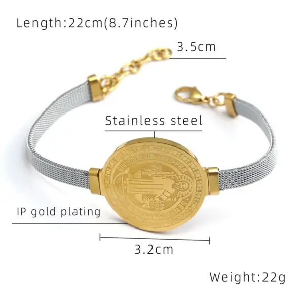 Wholesale 304 Stainless Steel Portrait Virgin Mary Our Lady Of Guadalupe PVD Coated Stone-Free 18K Real Gold Plated Simple Style Waterproof Non Tarnish Bracelets Tennis Bracelet