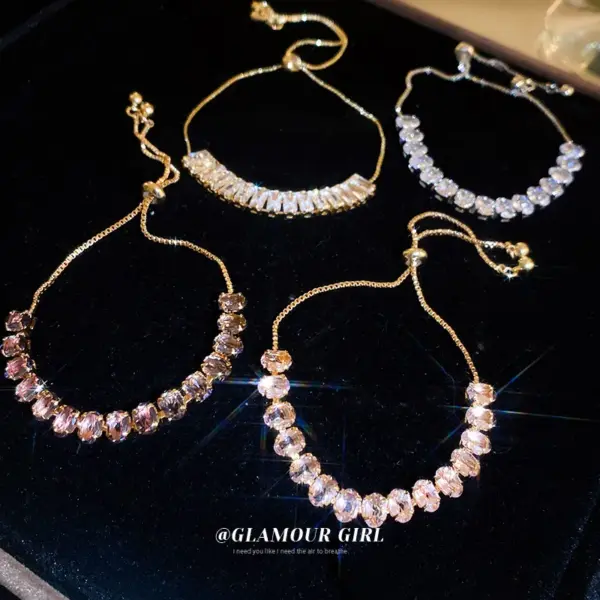 Wholesale Modern Style Geometric Copper Inlay Zircon Bracelets