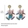 oly-7603b0a67cdab8d835c076ec936741db Wholesale Mouse Cheese Earrings Bright Gold Stainless Steel Base Steel Pin Earrings