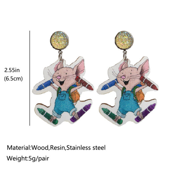 oly-7603b0a67cdab8d835c076ec936741db Wholesale Mouse Cheese Earrings Bright Gold Stainless Steel Base Steel Pin Earrings