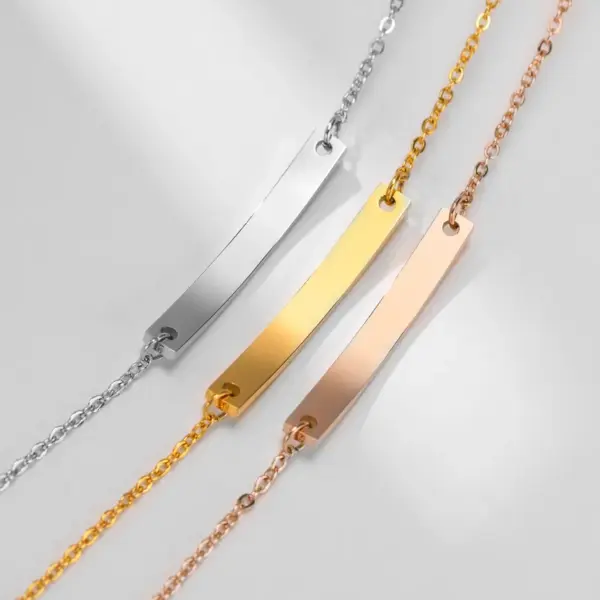 PVD Coated Real Gold Plated 18K Gold Letter Stainless Steel Simple Style Waterproof Non Tarnish 304 Stainless Steel ID Bracelet