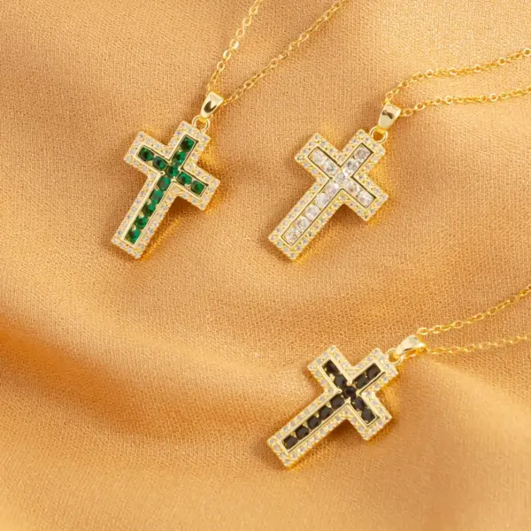 18K Gold Plated Real Gold Plated Cross Titanium Steel Hip-Hop Waterproof Non Tarnish Titanium Steel