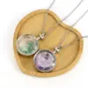 Wholesale Ethnic Style Round Natural Stone Pendant Necklace In Bulk
