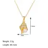 304 Stainless Steel 18K Gold Plated Casual Simple Style Polishing Plating Inlay Conch Shell Artificial Rhinestones Plastic Pendant Necklace