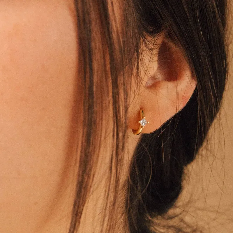 Wholesale 1 Pair Simple Style Square Plating Inlay Copper Zircon Gold Plated Earrings