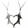 Wholesale Cross-border Foreign Trade Demon Wings Necklace Couple Gothic Retro Punk Hip Hop Metal Pendant Heart-shaped Necklace