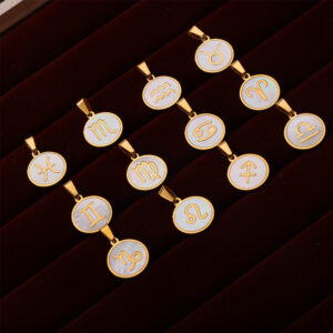 oly-7612eeccea7f1dae5f03ad80b0554166 Wholesale Cross-border Hot-selling Constellation Round Brand Pendant European and American Simple Titanium Steel 18K Gold Temperament All-match Shell New Jewelry