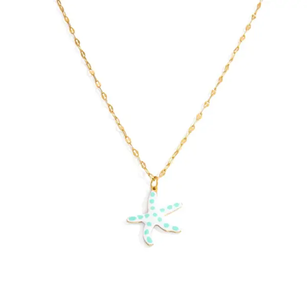 Wholesale PVD Coated Real Gold Plated 18K Gold Fish 304 Stainless Steel Marine Style Sweet Waterproof Non Tarnish 304 Stainless Steel Lobster Trigger Clasp Closure Multi Charms Necklace