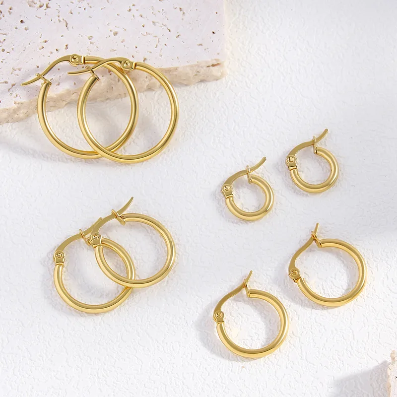 Wholesale 1 Pair Hip-Hop Simple Style Solid Color Plating 304 Stainless Steel Earrings