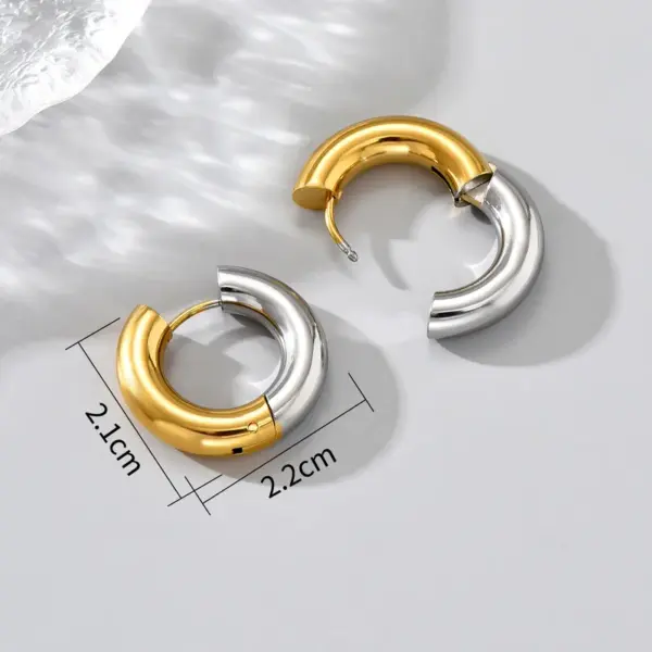 Wholesale 304 Stainless Steel Geometric PVD Coated 18K Gold Plated 18K Gold Simple Style Classic Style Roman Style Waterproof Non Tarnish Plating Earrings