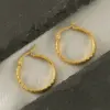 oly-761aa79431b34a0071f9235bfdd36b53 Wholesale PVD Coated 18K Gold Plated Round Stainless Steel Retro Simple Style Waterproof Non Tarnish Hoop Earrings