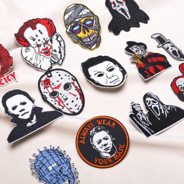 Wholesale Horror doll embroidery cloth stickers bag decoration patch stickers Halloween Kid decoration subsidy computer embroidery Zhang Zi