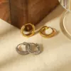 Wholesale PVD Coated Real Gold Plated 18K Gold Round 304 Stainless Steel Simple Style Waterproof Non Tarnish Earrings