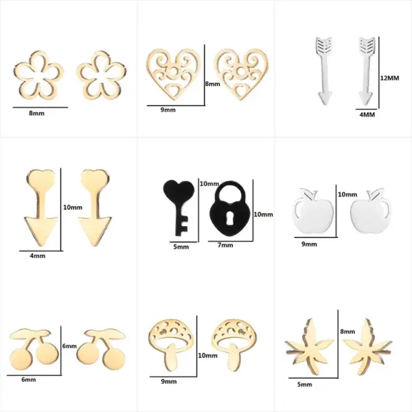 Wholesale Ion Plating (IP) 18K Gold Real Gold Plated Heart Shape Flower 304 Stainless Steel Fashion Waterproof Non Tarnish Ear Studs