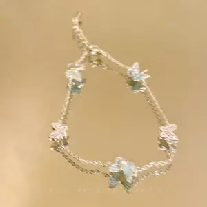S699 Butterfly-Mint Blue Butterfly Pearl Bracelet