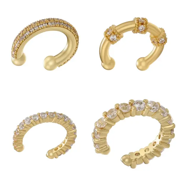 Wholesale 1 Pair Fashion C Shape Plating Copper Zircon Ear Clips