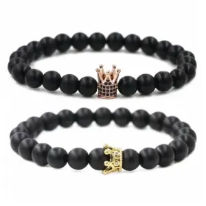 Matte Black Stone Crown + Matte Black Golden Black Zirconium Crown