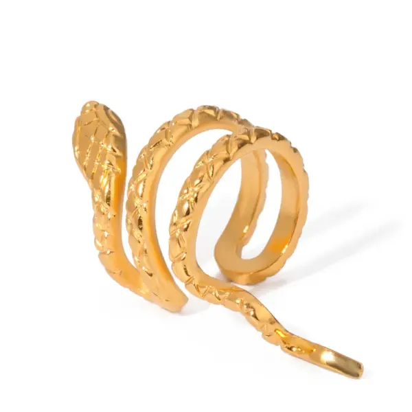 Wholesale 1 Piece Simple Style Artistic Snake 304 Stainless Steel PVD Coated Ear Cuffs