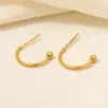 Ion Plating (IP) Real Gold Plated 18K C Shape Solid Color Twist 304 Stainless Steel Basic Modern Style Classic Waterproof Non Tarnish Ear Studs