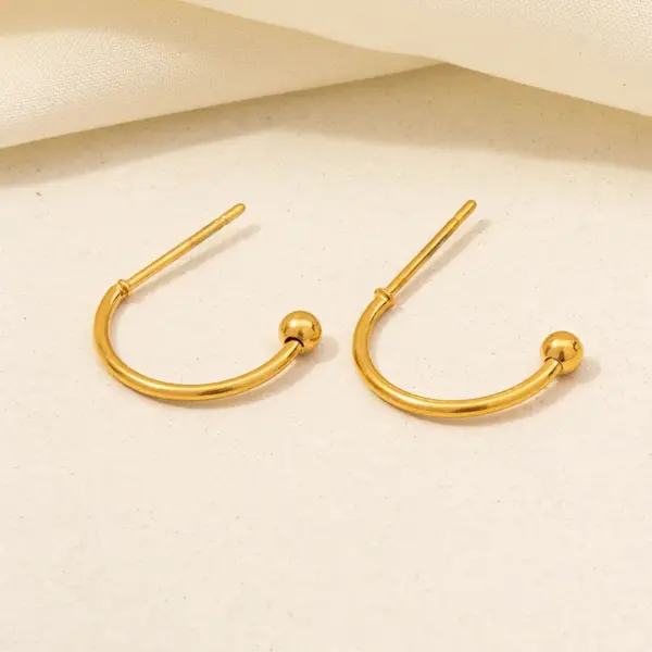 Ion Plating (IP) Real Gold Plated 18K C Shape Solid Color Twist 304 Stainless Steel Basic Modern Style Classic Waterproof Non Tarnish Ear Studs