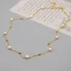 Wholesale Freshwater Pearl Ferroalloy Round Vacuum Plating Gold Plated Simple Style Classic Style Waterproof Non Tarnish Beaded Plating Gold Sweater Chain Long Necklace