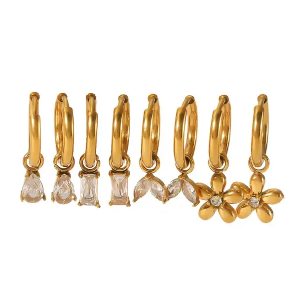 PVD Coated Real Gold Plated 18K Gold Water Droplets Rectangle 304 Stainless Steel Simple Style Waterproof Non Tarnish Drop Earrings