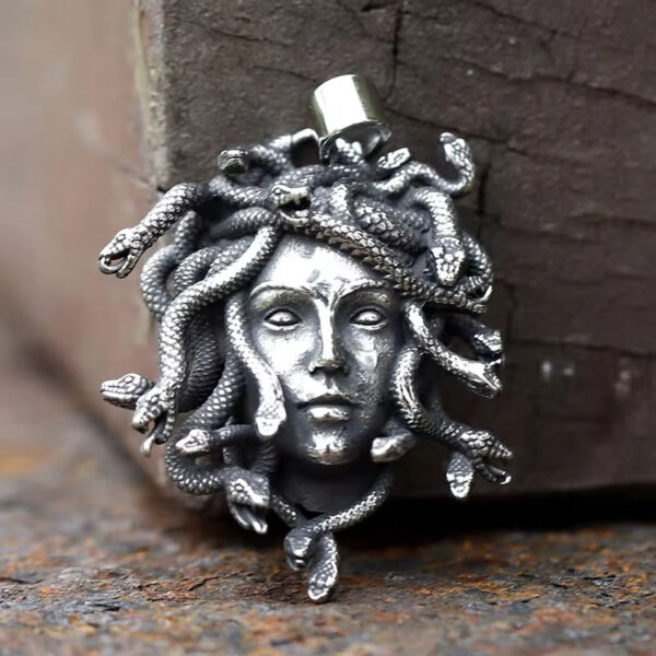 oly-765267ad3cd6f9646dd29552e7d0e234 Wholesale Cross-border New Retro Snake Female Medusa Statue Myth Pendant European and American Gothic Exaggerated Ancient Greek Snake Necklace