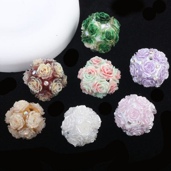 Wholesale Luminous simulation rose ball soft flower wearable straight hole beads DIY Mobile Phone/KeyChain/Bag Chain Accessories