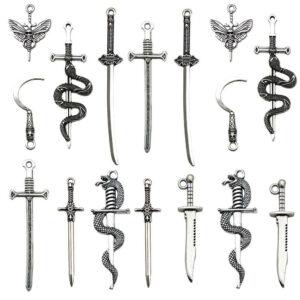 Mix 16 ancient silver swords set - 8 styles, 2 each - 34g