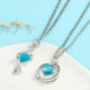 Wholesale Blue diamond clavicle necklace set