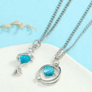 Wholesale Blue diamond clavicle necklace set