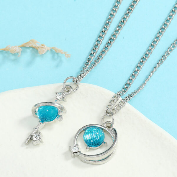 Wholesale Blue diamond clavicle necklace set