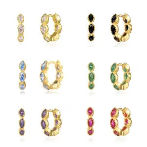 Wholesale Retro Waves Plating Inlay Copper Rhinestones Earrings