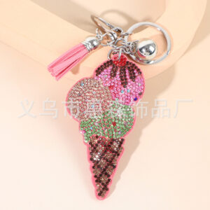 Wholesale Colorful diamond studded ice cream keychain