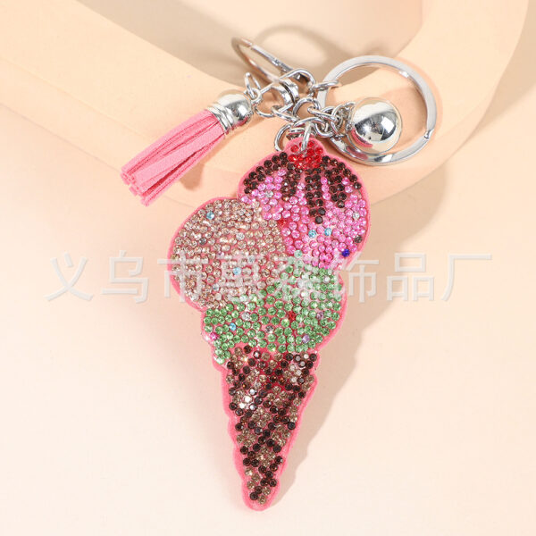 Wholesale Colorful diamond studded ice cream keychain