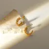 Wholesale PVD Coated Real Gold Plated Twist Stainless Steel Fashion Waterproof Non Tarnish 304 Stainless Steel Earrings