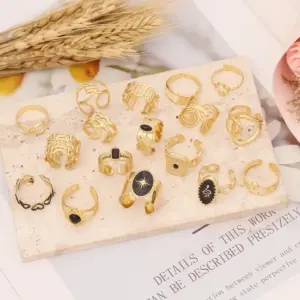 Wholesale PVD Coated 18K Gold Real Gold Plated Geometric Stainless Steel Fashion Waterproof Non Tarnish Open Ring