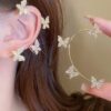 Wholesale Tiktok popular light luxury butterfly earrings Super fairy high-grade one-piece earrings female temperament earless ear clip earrings