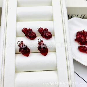 Wholesale Natural Imitation Crystal Heart Carving Decorations Pendant Earrings