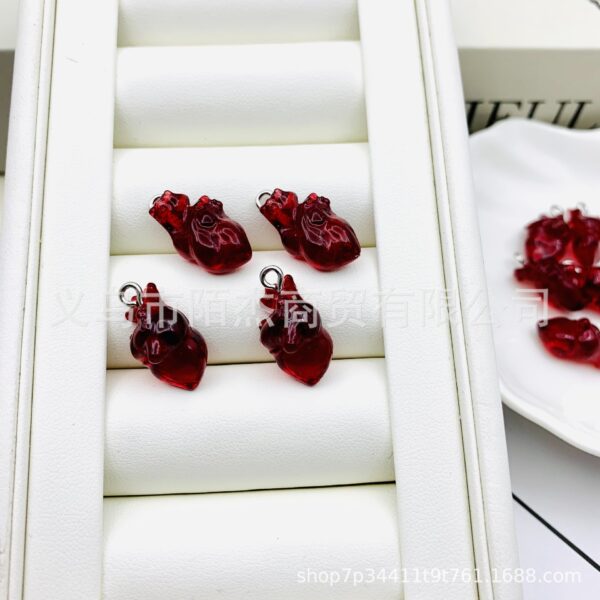 Wholesale Natural Imitation Crystal Heart Carving Decorations Pendant Earrings